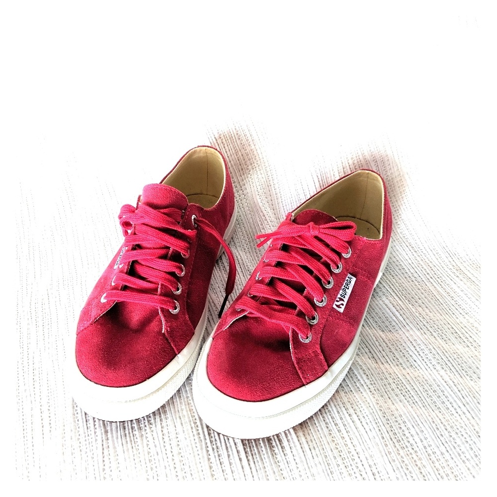 Superga red suede sneakers